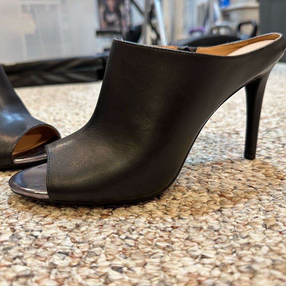 Calvin Klein Black Peep-Toe Heeled Sandals